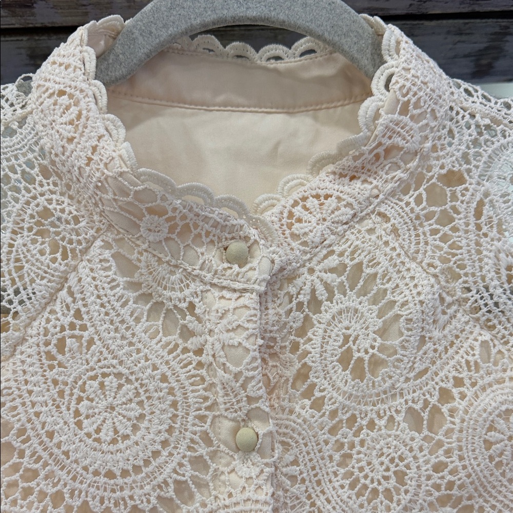 Source Unknown Delicate Lace Blouse - Light Pink - image 5